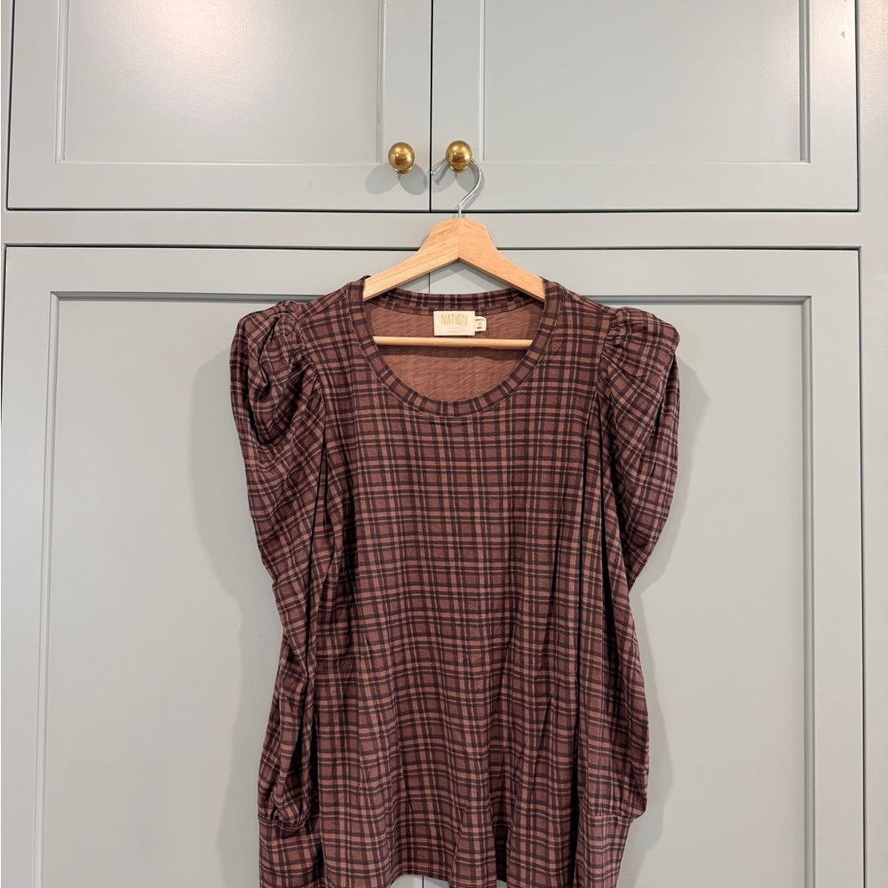 Nation LTD Brown Plaid Blouse